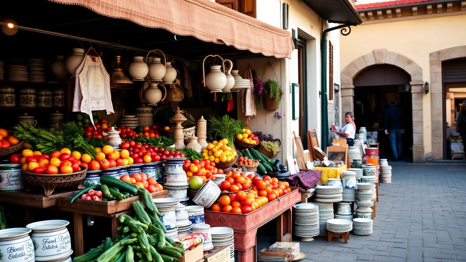 Local Portuguese market produce in morning light